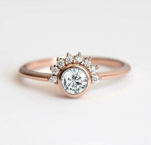 1.5ct Round Cut Diamond Engagement Ring Half Halo Solitaire 14k Rose Gold Finish