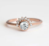 1.5ct Round Cut Diamond Engagement Ring Half Halo Solitaire 14k Rose Gold Finish