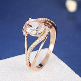 1.3ct Oval Cut Peach Morganite Engagement Ring 18k Rose Gold Finish Split Shank