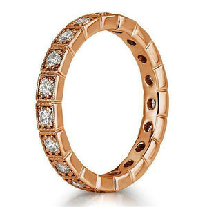 3Ct Round Cut Diamond Milgrain Stackable Women Wedding Band 14K Rose Gold Finish