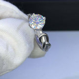 1ct Round Cut VVS1D Diamond Engagement Ring Knot Solitaire 14k White Gold Finish