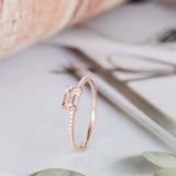 1ct Emerald Cut Peach Morganite Accents with Solitaire Ring 14k Rose Gold Finish