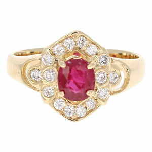 3ct Oval Cut Pink Ruby Engagement Ring Vintage Inspired Halo 14k YellowGold Over