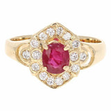 3ct Oval Cut Pink Ruby Engagement Ring Vintage Inspired Halo 14k YellowGold Over