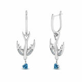 0.5ct Heart Cut Blue Sapphire Fly Bird Stud Earring Women 14k White Gold Finish