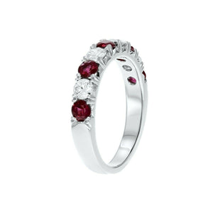 2.4ct Wedding Ring Band Round Cut Pink Ruby Half Eternity 14k White Gold Finish