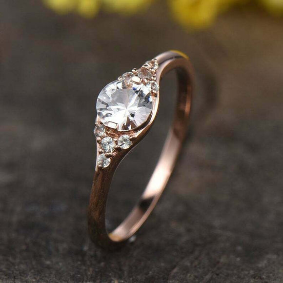 1.2ct Round Cut Diamond Engagement Ring Solitaire Petite 14k Rose Gold Finish