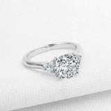 1.5ct Round Diamond Engagement Ring Trillion Accent Trilogy 14k White Gold Over