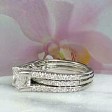 3ct Princess Cut Diamond Stackable Dual Engagement Ring Guard 14k WhiteGold Over