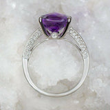 2.5Ct Cushion Purple Amethyst Engagement Ring 14K White Gold Over Diamond Accent