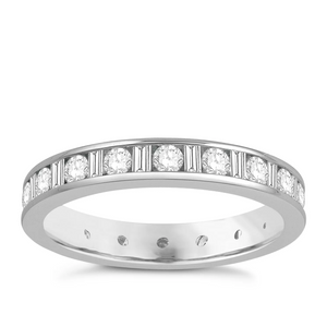 4Ct Baguette Round Cut Diamond Full Eternity Wedding Band 14K White Gold Finish