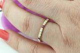 1.3ct Baguette Cut Pink Ruby Half Eternity Wedding Band Ring 14k YellowGold Over