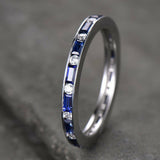 1ct Baguette Cut Blue Sapphire Eternity Wedding Band Ring 14k White Gold Finish