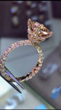 3ct Radiant Cut Peach Morganite Gatsby Rich Engagement Ring 14k Rose Gold Finish