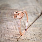 1.5Ct Emerald Cut Peach Morganite Solitaire Engagement Ring 18K Rose Gold FInish