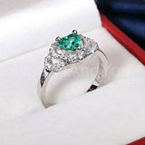 1.2ct Heart Cut Simulated Emerald Double Heart Shape Ring 14k White Gold Plated