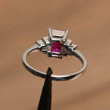 1ct Emerald Cut Pink Ruby Proposal Wedding Engagement Ring 14k White Gold Finish