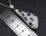 4ct Blue Tanzanite Pendant Pear Cut Cocktail Ice 14k White Gold Finish NO CHAIN