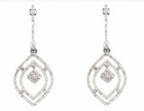 0.2ct Round Diamond Vintage Inspired Pave Leaf Drop Earrings 14k White Gold Over