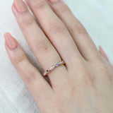 1ct Round Cut Blue Sapphire Wedding Band Half Eternity Women 14k RoseGold Finish