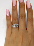 3Ct Elongated Cushion Cut Diamond Vintage Engagement Ring 14K White Gold Finish