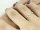 0.4ct Round Cut Diamond Engagement Ring Dainty Stackable 14k White Gold Finish