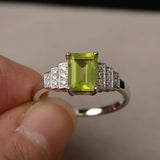 2ct Emerald Green Peridot Promise Wedding Engagement Ring 14k White Gold Finish