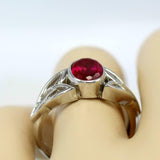 2ct Oval Cut Pink Ruby Engagement Ring Celtic Trinity Knot 14k White Gold Finish