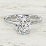 1.5ct Oval Cut Diamond Engagement Ring Hidden Halo Solitaire 14k White Gold Over