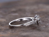 1ct Round Cut VVS1 Diamond Heart Solitaire Engagement Ring 14k White Gold Finish