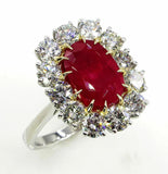 5Ct Oval Cut Pink Ruby Round Diamonds Halo Cocktail Ring 14K White Gold Finish