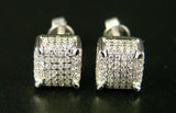 1ct Round Cut Diamond Ice Cube Cluster Hiphop Stud Earrings 14k White Gold Over