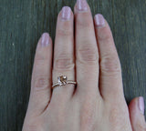 1ct Cushion Cut Peach Morganite Engagement Ring 14k RoseGold Over Rope Solitaire