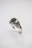 1ct Pear Black Diamond Engagement Ring Floral Petal Solitaire 14k WhiteGold Over