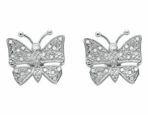 0.25ct Round Cut VVS1 Diamond Butterfly Stud Earrings Women 14k WhiteGold Finish