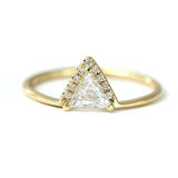 0.2ct Trillion Cut Diamond Engagement Ring 14k Yellow Gold Over Minimalist Crown