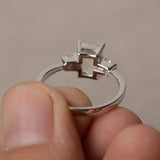 1.2ct Emerald Cut Diamond Engagement Ring 14k WhiteGold Finish Trilogy Solitaire