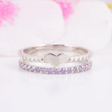 1.2ct Round Purple Amethyst Heart Split Band Engagement Ring 14k White Gold Over