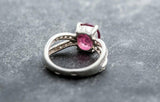 1.6ct Engagement Ring Oval Cut Pink Ruby Split Shank 14k White Gold Finish