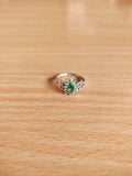 1.3ct Engagement Ring Pear Cut Green Emerald Filigree Drop 14k White Gold Finish