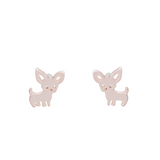 Lovely Small Chihuahua Dog Lover Stud Earrings Women Girls 14k White Gold Finish