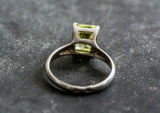 1.5ct Engagement Ring Radiant Cut Green Peridot Solitaire 14k White Gold Finish