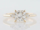 1ct Cushion Cut Diamond Engagement Ring Trilogy Solitaire 14k Yellow Gold Finish