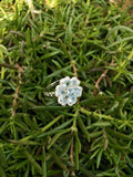 4.5ct Heart Cut Blue Aquamarine Hearts Flower Cocktail Ring 14k WhiteGold Finish