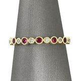 2.5Ct Round Cut Alternate Pink Ruby Diamond Wedding Band 14K Yellow Gold Finish