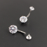 1.5Ct Round Cut Diamond Navel Belly Button Barbell Ring 14k White Gold Finish