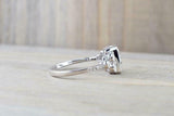 1.6ct Emerald Cut Diamond Petite Round Accents Solitaire Ring 14k WhiteGold Over