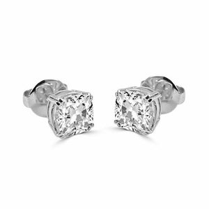 0.5ct Cushion Cut VVS1 Diamond Classic Stud Earrings Women 14k White Gold Finish