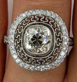 6Ct Cushion Cut Diamond Milgrain Vintage Mesh Cocktail Ring 14K White Gold Over