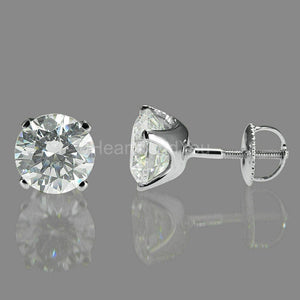 2ct Round Cut Moissanite Solitaire Stud Earrings For Women 14k White Gold Plated